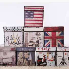 【日用百货】复古印花覆膜收纳凳