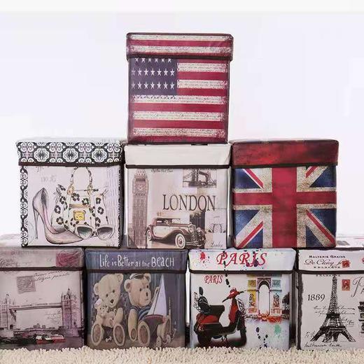 【日用百货】复古印花覆膜收纳凳 商品图0