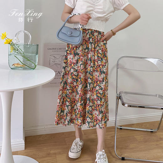 【芬行】2021夏季新款韩国丝花朵裙 商品图1