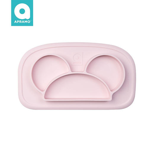 apramo儿童硅胶餐盘婴儿吸盘碗防摔辅食碗卡通可爱宝宝分格餐具 蜜桃奶昔【apramo】 商品图4