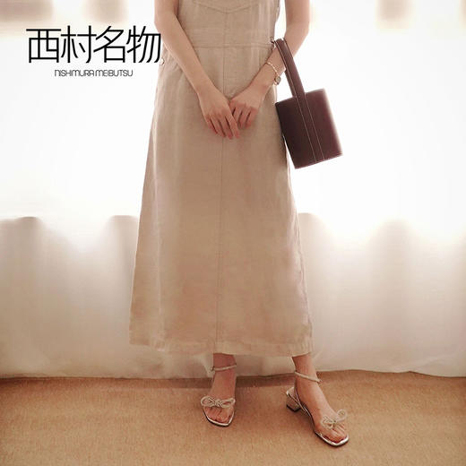 miuo西村名物2021夏新款一字带高跟粗跟凉鞋蝴蝶结仙女鞋小众设计T21BG23891 商品图3