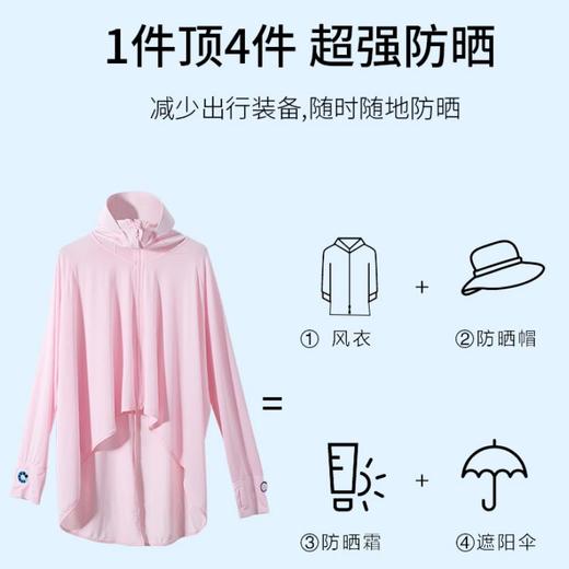 拍2送美腿连裤袜1双！【冰感防晒，UPF50+】全新黑科技冰感-8℃防晒衣，特有感温贴，紫外线变色片，加大加宽帽檐，360°护脸护颈全面防晒，时尚鱼尾设计，轻薄丝滑，亲肤透气！ 商品图8
