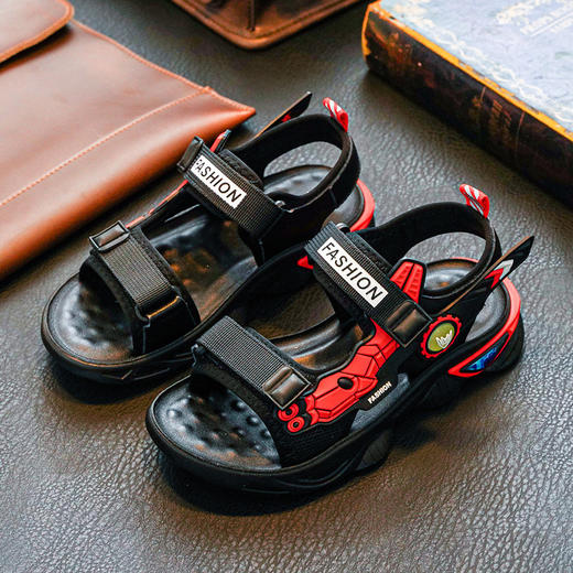 【儿童凉鞋】富的乐夏季新款软底时尚中大童男孩童鞋帅气露趾沙滩鞋 商品图0