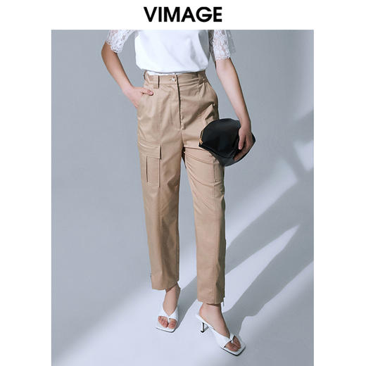 VIMAGE纬漫纪夏季通勤百搭九分高腰显瘦直筒九分裤职业西裤裤子V1505106 商品图3