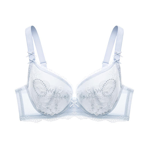 奶糖派大罩杯魔镜文胸套装上托侧收薄款舒适精致刺绣大胸大码内衣 商品图1