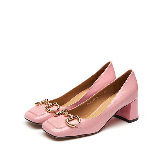 westory女鞋2021夏季新款方头经典马衔扣粗跟中跟ins风玛丽珍单鞋女S21AE53561 商品图4