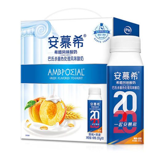 伊利安慕希常温希腊风味酸牛奶 黄桃果粒+燕麦颗粒  规格： 200g/盒×10 商品图0