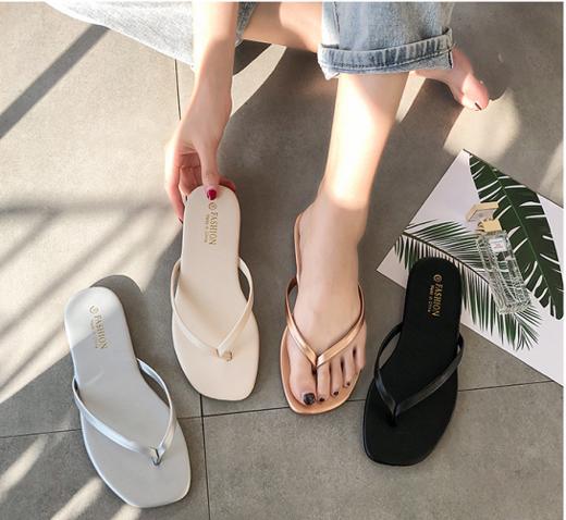【2021新款~夏季方头时尚人字拖鞋女士、拍一发二！】外穿时尚夹板夹脚平底新款沙滩韩版凉拖 商品图0