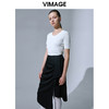 VIMAGE纬漫纪舒适显瘦黑色修身开叉半身裙中长款不规则半裙V1506106 商品缩略图2