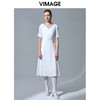 VIMAGE纬漫纪V领雪纺收腰长裙高腰中长款连衣裙V1507164 商品缩略图2