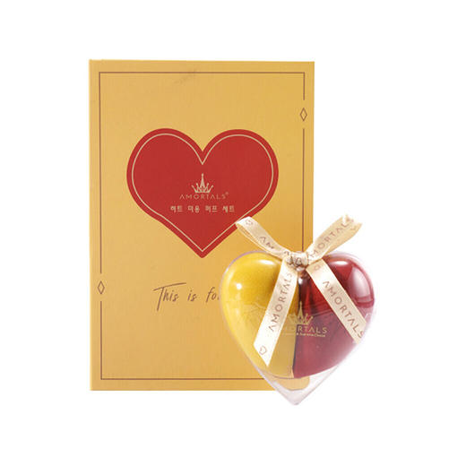 AMORTALS尔木萄 心悦美妆蛋套盒2个装+蛋夹 红黄 蓝粉 心形 韩国 商品图0