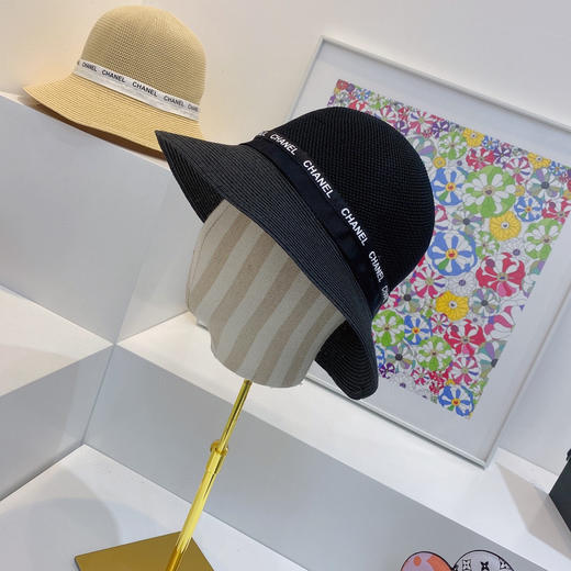 cha*el小香新款度假沙滩🏖️小盆帽渔夫帽-黑色 商品图1