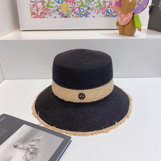 chanel小香春夏新款复古度假风拼接小盆帽礼帽-黑色 商品图3