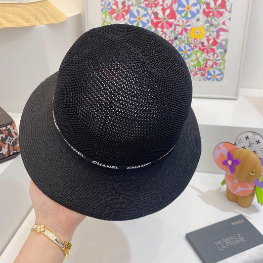 cha*el小香新款度假沙滩🏖️小盆帽渔夫帽-黑色 商品图4