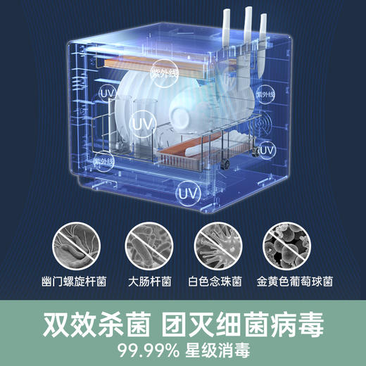 ZMOR择享家用小型免安装台式筷子刀具砧板茶杯紫外线高温一体式消毒柜 皓月白 商品图2