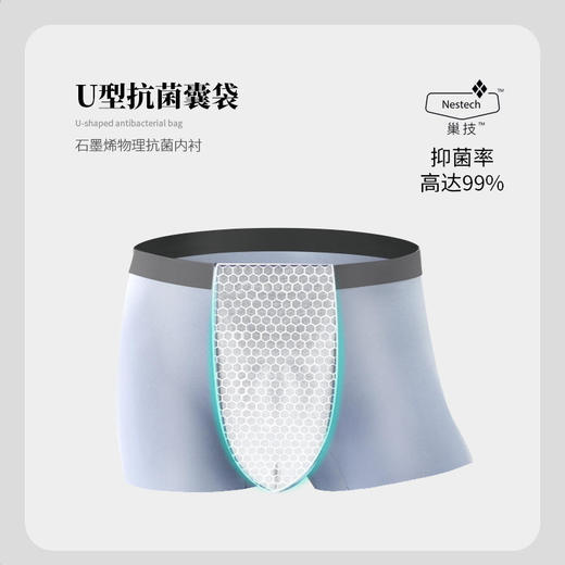 【精英男士内裤】宾卡加BIKAGA高档男士内裤莫代尔石墨烯内裤无痕男士内裤下单送价值39元泰国去黑头水套装及39元男士香膏 商品图3