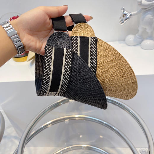 迪奥2021春夏新款字母织带空顶帽-杏色 商品图8