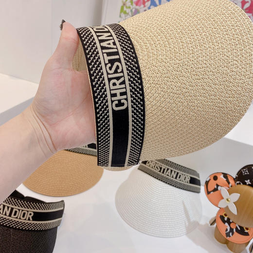 迪奥2021春夏新款字母织带空顶帽-米杏色 商品图6