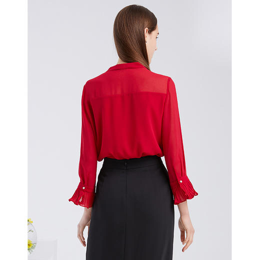 EITIE爱特爱新款时尚洋气复古荷叶边显瘦直筒上衣女6209910 商品图3