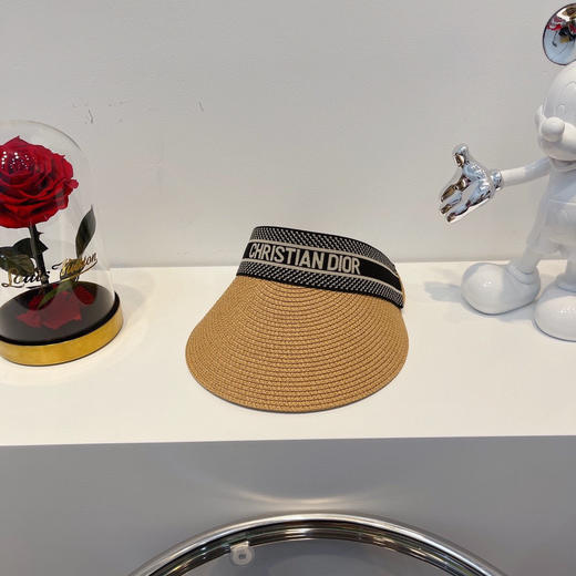 迪奥2021春夏新款字母织带空顶帽-杏色 商品图3