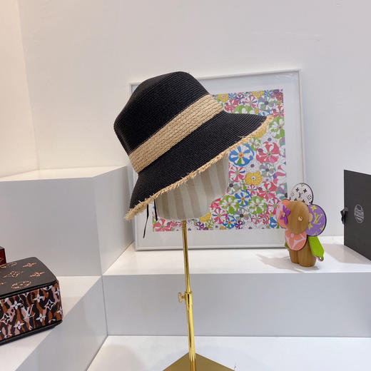 chanel小香春夏新款复古度假风拼接小盆帽礼帽-黑色 商品图1