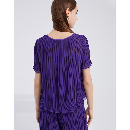 EITIE爱特爱夏季新款宽松舒适显瘦百搭压褶直筒小上衣女6213911 商品图3