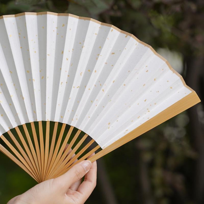 器曰文房折扇扇子宣纸空白扇面八寸水磨玉竹扇便携文玩扇苏工文玩