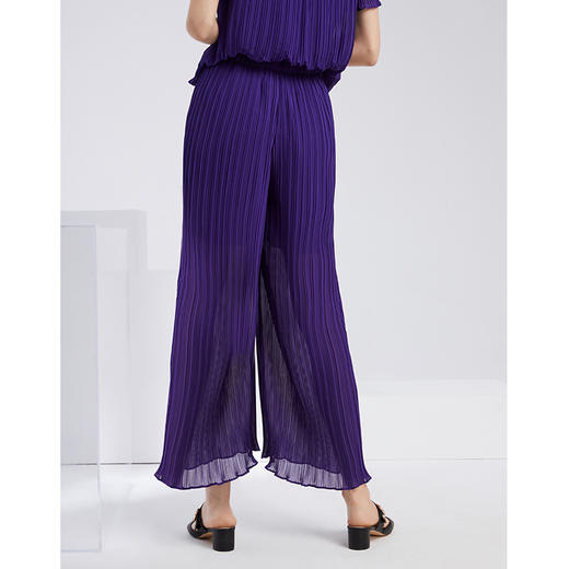 EITIE爱特爱夏季新款宽松舒适遮肉显瘦垂坠百褶阔腿裤女6205904 商品图3