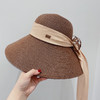D!or春夏款PP草布遮阳帽太阳帽-咖色 商品缩略图3