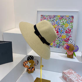 D!or春夏款PP草布遮阳帽太阳帽-杏色