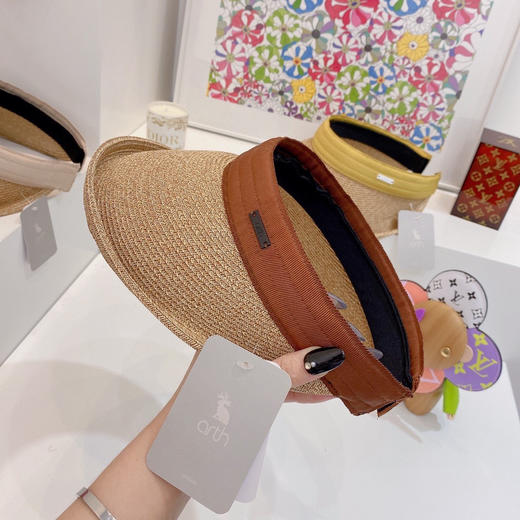 日本原单CA4LA高品质空顶防晒草帽-棕色 商品图2