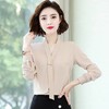 QB8092 洋气雪纺衬衣女长袖2021春季新款时尚气质小衫设计感撞色飘带衬衫 商品缩略图2