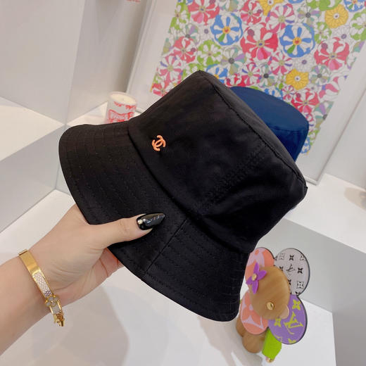 Chan*l小香新款纯棉刺绣小logo-黑色 商品图3