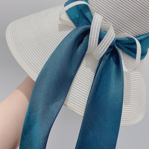 D!or春夏款PP草布遮阳帽太阳帽-白色 商品图5