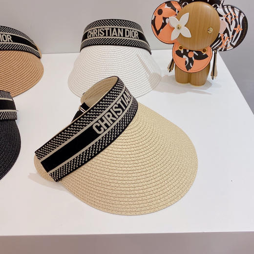 迪奥2021春夏新款字母织带空顶帽-米杏色 商品图3