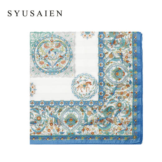 【SYUSAIEN】京都友禅染丝棉纵织小方巾  马到功成系列（58x58cm）简包装 商品图1