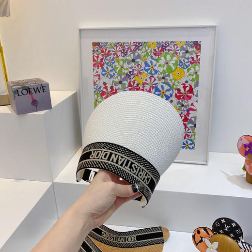 迪奥2021春夏新款字母织带空顶帽-白色 商品图4