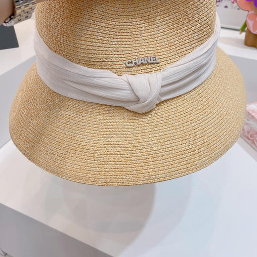 Ch@nel小香夏季新款细辫平顶礼帽-白色 商品图8