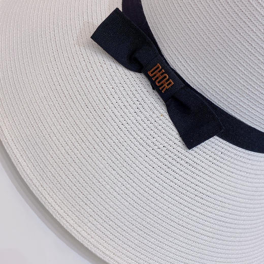 D!or春夏款PP草布遮阳帽太阳帽-白色 商品图4