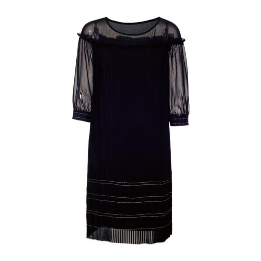 EITIE爱特爱夏季新款宽松舒适显瘦雪纺直筒一字肩百褶连衣裙6207932 商品图4