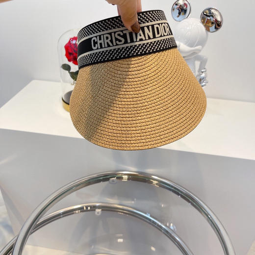 迪奥2021春夏新款字母织带空顶帽-杏色 商品图6