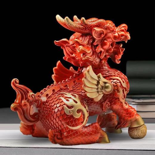 全铜彩绘麒麟摆件，办公家居客厅玄关装饰品 商品图6
