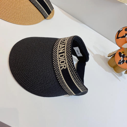 迪奥2021春夏新款字母织带空顶帽-黑色 商品图3