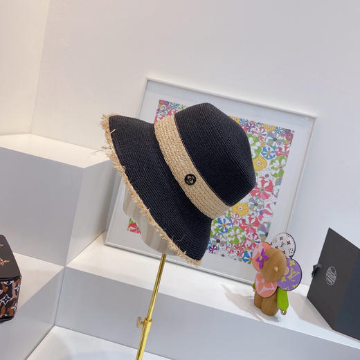 chanel小香春夏新款复古度假风拼接小盆帽礼帽-黑色 商品图0