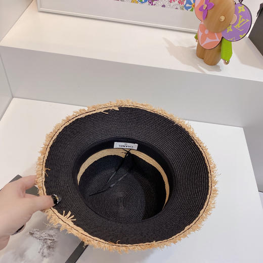 chanel小香春夏新款复古度假风拼接小盆帽礼帽-黑色 商品图8