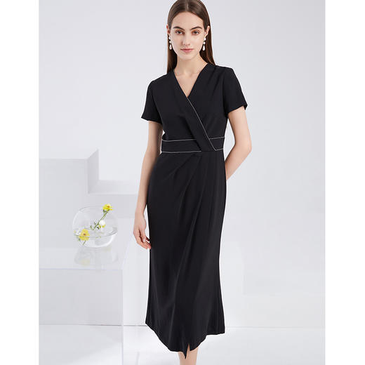 EITIE爱特爱夏季新款时尚气质通勤V领显瘦收腰包臀长裙连衣裙6207953 商品图1