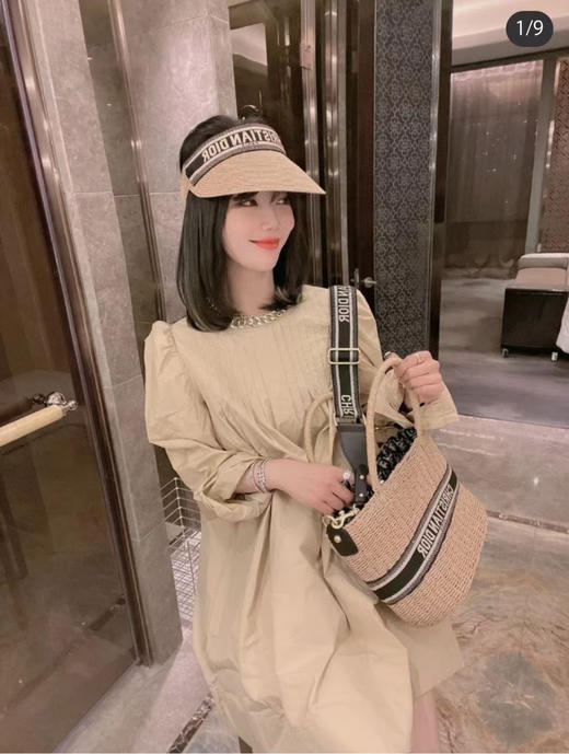 迪奥2021春夏新款字母织带空顶帽-杏色 商品图2