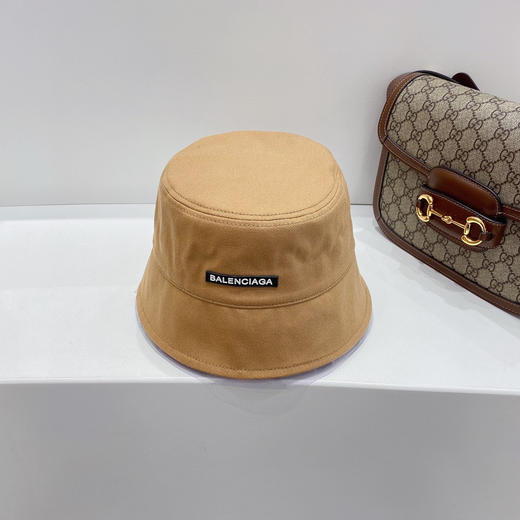BALENCIAGA巴黎世家新款纯棉小檐渔夫帽-棕色 商品图8