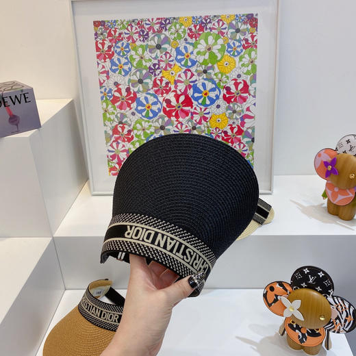 迪奥2021春夏新款字母织带空顶帽-黑色 商品图4