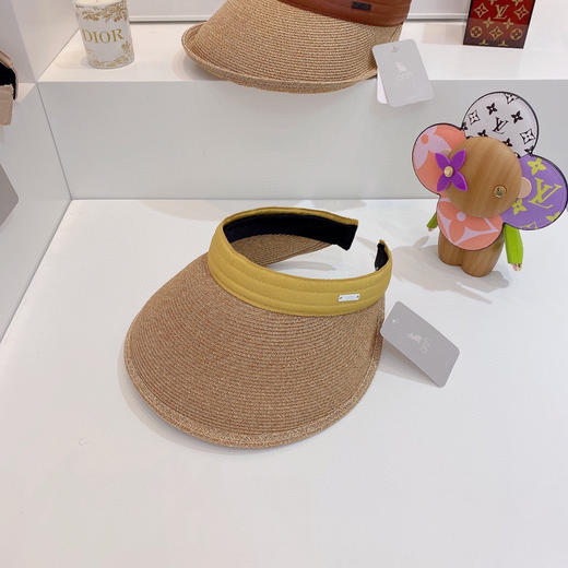 日本原单CA4LA高品质空顶防晒草帽-黄色 商品图0